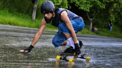 longboarding in the rain